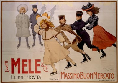 Ungdomsskøjteløbere / plakat 1902 af Achille Beltrame