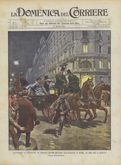 Angrebet på kejseren af ​​Tyskland, mens han var på vej til stationen i Bremen om aftenen den 6. strøm. af Achille Beltrame