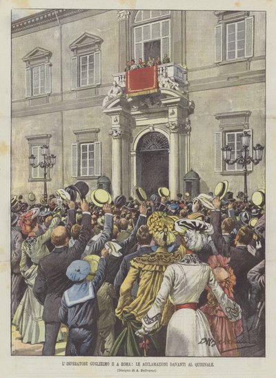 Kejser Vilhelm II i Rom, Akklamationerne foran Quirinalen af Achille Beltrame