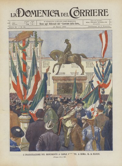 Indvielsen af ​​monumentet for Carlo Alberto, i Rom, den 14. marts af Achille Beltrame