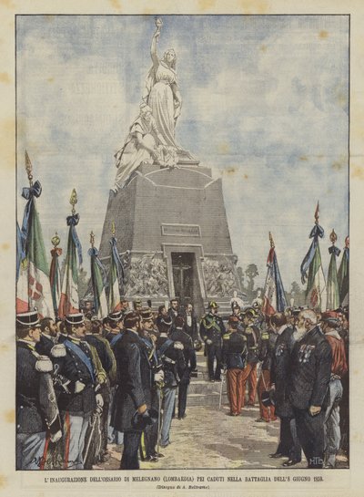Indvielsen af ​​Ossario Di Melegnano (Lombardia) for de faldne i slaget den 8. juni 1859 af Achille Beltrame