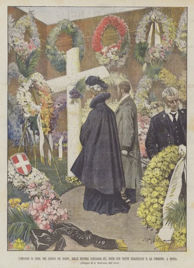 Blomster sendt på de dødes dag af de lombardiske damer til det sted, hvor han blev myrdet? af Achille Beltrame