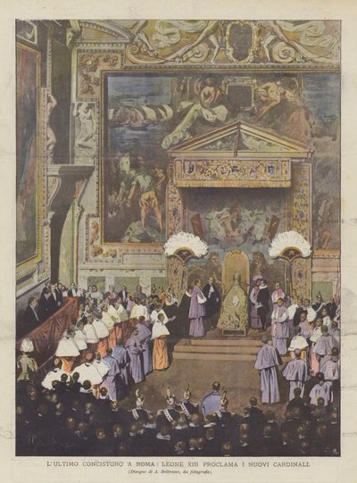 Det sidste konsistorium I Rom udråber Leo XIII de nye kardinaler af Achille Beltrame