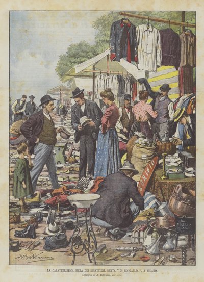 Den karakteristiske messe i Rigattieri, kaldet Sinigallia i Milano af Achille Beltrame