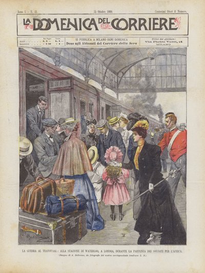Krigen ved Transvaal, på Waterloo Station, London, under afrejsen af ​​soldater til Afrika af Achille Beltrame