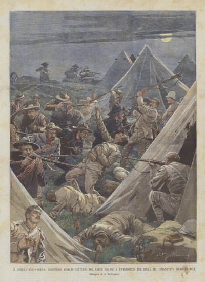 Anglo-boerkrigen, katastrofalt natteangreb på den engelske lejr ved Tweefontein Til Opera Del? af Achille Beltrame