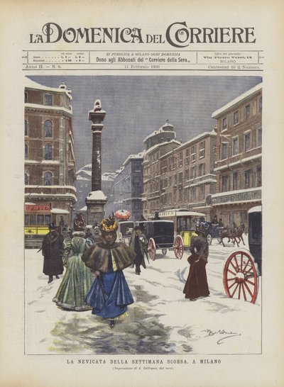 Snefaldet i sidste uge, i Milano af Achille Beltrame