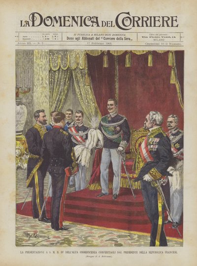 Præsentationen til HM Kongen af ​​den høje ære, der blev skænket ham af præsidenten for den franske republik af Achille Beltrame