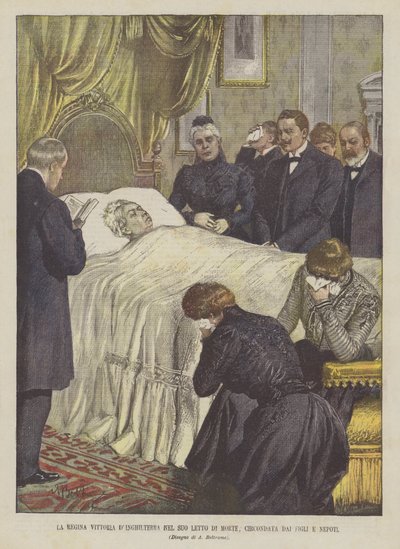 Dronning Victoria af England i sit dødsleje omgivet af sine børn og børnebørn af Achille Beltrame