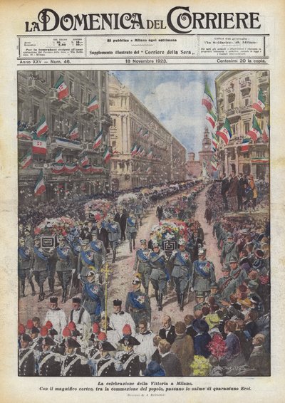Fejringen af ​​sejren i Milano af Achille Beltrame