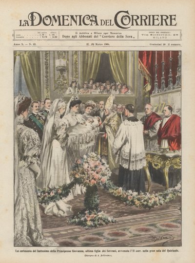 Dåbsceremonien for prinsesse Jeanne, suverænitetens sidste datter, som fandt sted den 11 ? af Achille Beltrame