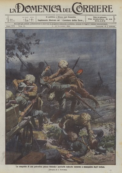 Erobringen af ​​en polyeriera nær Osfenda, tyske vagtposter overraskede og kvalt af indianerne af Achille Beltrame