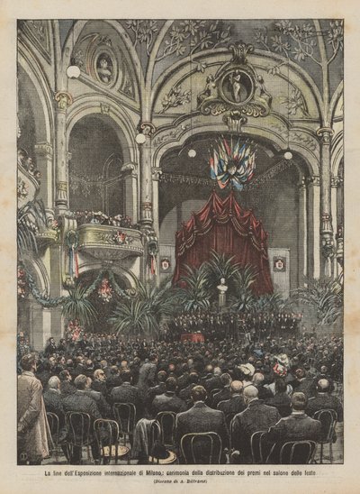 Afslutning af den internationale udstilling i Milano, prisoverrækkelse i festsalen af Achille Beltrame