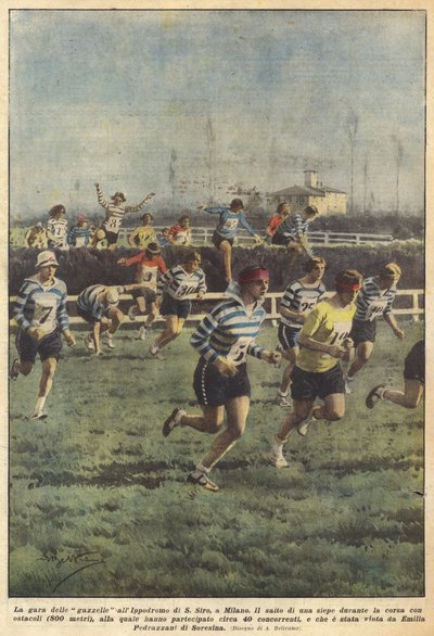 Gazelleløbet på SAN Siro Hippodrome i Milano af Achille Beltrame