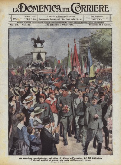 Den storladne patriotiske demonstration i Milano i anledning af den 20. september af Achille Beltrame