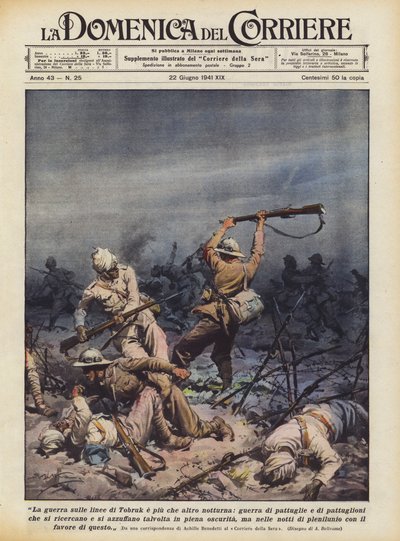 Krigen på linjerne ved Tobruk er for det meste natlig, en krig med patruljer og patruljer, der? af Achille Beltrame