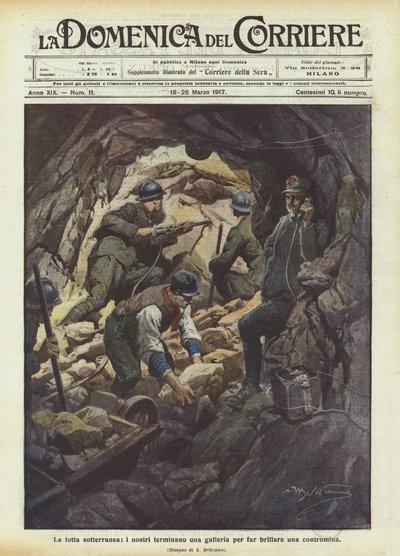 Den underjordiske kamp, ​​vores folk færdiggør en tunnel for at få en modmine til at skinne af Achille Beltrame