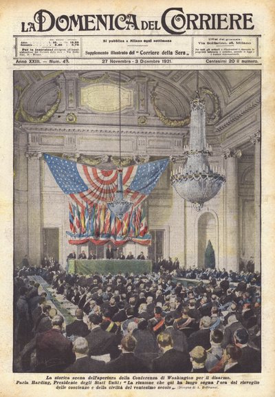 Den historiske scene for åbningen af ​​Washingtons nedrustningskonference af Achille Beltrame