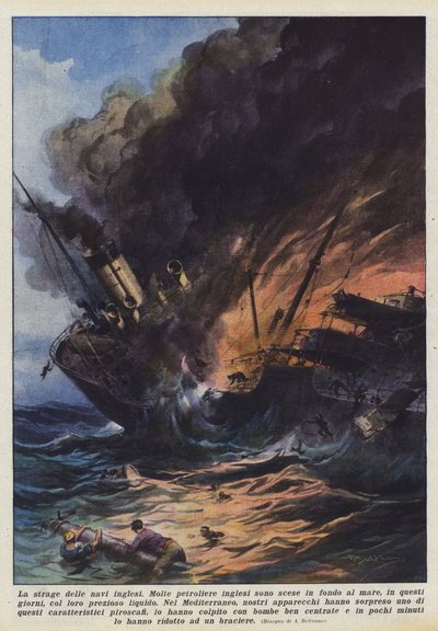 Massakren på de engelske skibe af Achille Beltrame
