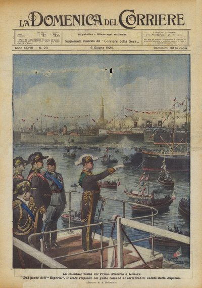 Premierministerens triumfbesøg i Genova af Achille Beltrame