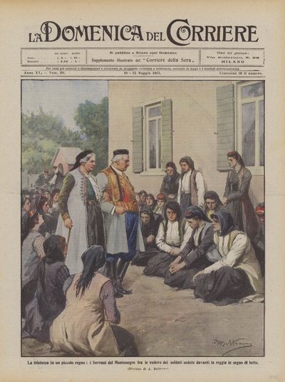 Sorg i et lille kongerige, Montenegros suveræner blandt soldaternes enker, der sidder ? af Achille Beltrame