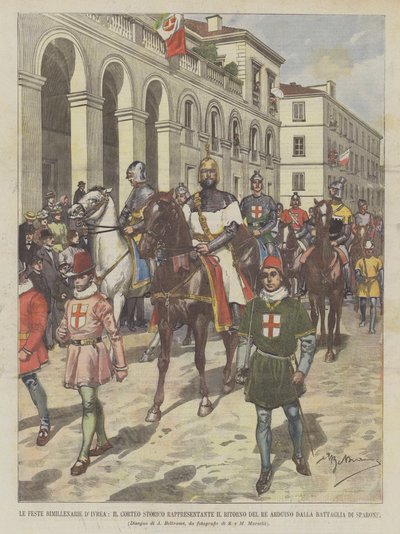 The Bimillennial Parties DIvrea, The Historical Procession Representing the Return Of The King Arduino Dalla? af Achille Beltrame