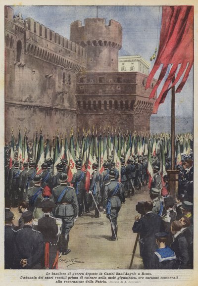 Krigsflagene lagt i Castel SantAngelo i Rom af Achille Beltrame