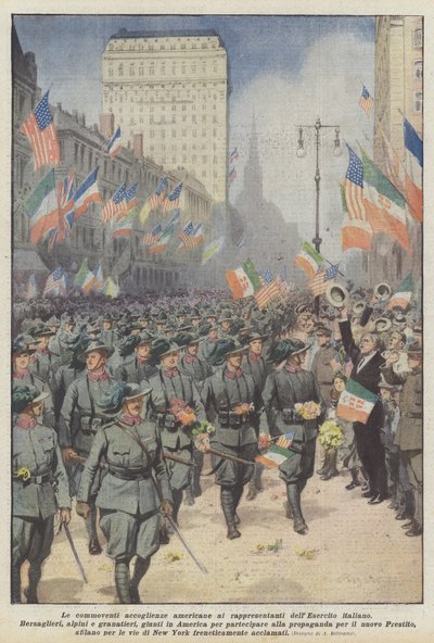 Den bevægende amerikanske velkomst til repræsentanterne for den italienske hær af Achille Beltrame