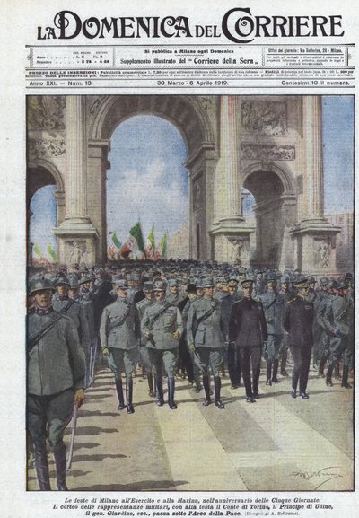 Festlighederne i Milano for hæren og flåden på årsdagen for Cinque Giornate af Achille Beltrame