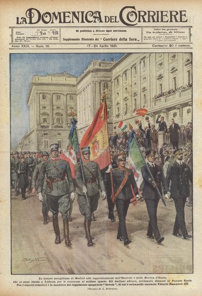 De festlige receptioner i Madrid for repræsentationerne af hæren og flåden i Italien? af Achille Beltrame
