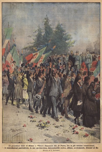 De storladne fester i Milano til Vittorio Emanuele III af Achille Beltrame
