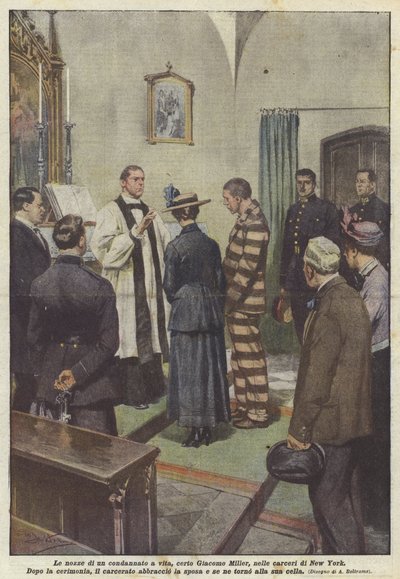 Bryllupet af en livsvarigt fange, Giacomo Miller, i New Yorks fængsler af Achille Beltrame