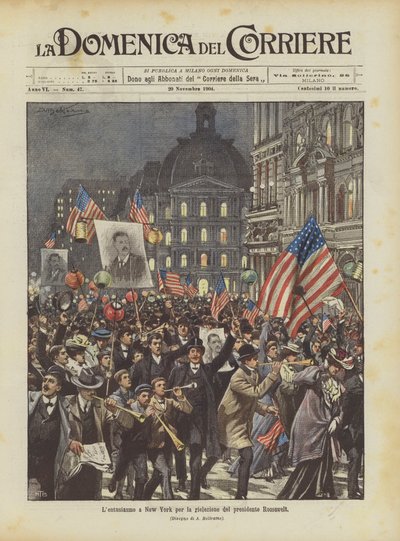 Entusiasmen i New York for genvalget af præsident Roosevelt af Achille Beltrame
