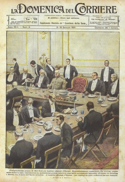 Den originale New York frokost til sultne børn fra Europa af Achille Beltrame