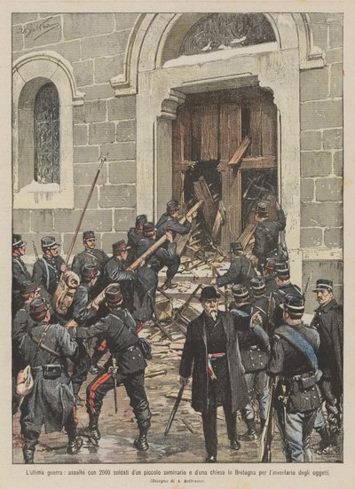 Den sidste krig, et angreb med 2000 soldater på et lille præsteseminarium og en kirke i Bretagne for ? af Achille Beltrame