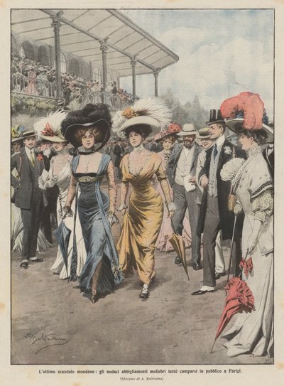 Den seneste skandale i verden, de dristige kvinders tøjhoveder, der viser sig offentligt i Paris af Achille Beltrame