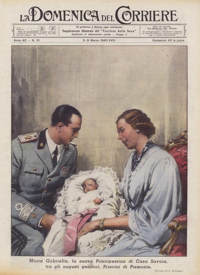 Maria Gabriella, den nye prinsesse af House of Savoy, blandt de høje forældre, Princes of Piemonte af Achille Beltrame
