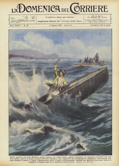 Mens du kører en nyindkøbt overbord på Lago Maggiore, nær Angera? af Achille Beltrame