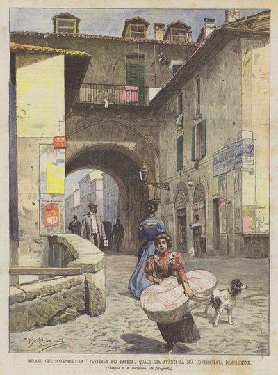 Milano der forsvinder, Pusterla Dei Fabbri som var forud for sin omstridte nedrivning af Achille Beltrame
