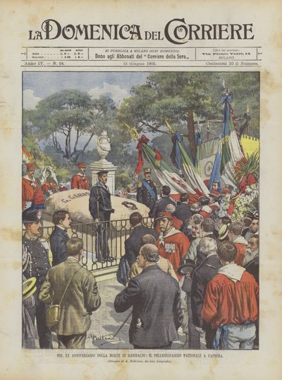På 20-årsdagen for Garibaldis død, den nationale pilgrimsrejse til Caprera af Achille Beltrame