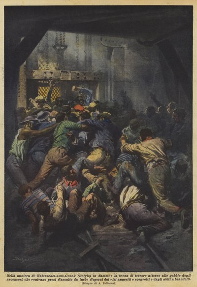 Waterschei-sous-Genkin (Belgia) palavassa kaivoksessa häkkien ympärillä oleva kauhun kohtaus? af Achille Beltrame