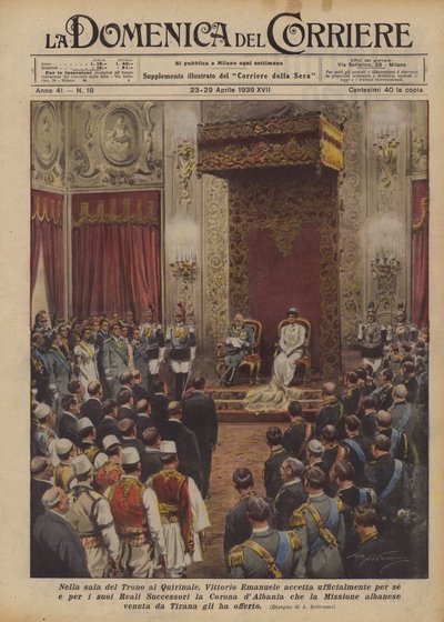 I tronsalen på Quirinale, accepterer Vittorio Emanuele officielt for sig selv og sin familie? af Achille Beltrame
