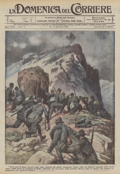 I området Fassa (Avisio) besatte de alpine tropper efter en hård kamp Cauriols barske top? af Achille Beltrame