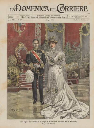 Kongeligt bryllup, Kong Alfonso XIII af Spanien og hans brud prinsesse Ena af Battenberg af Achille Beltrame