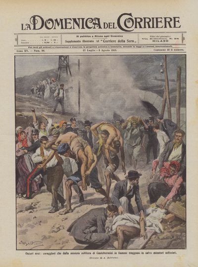Obskure helte, modige mænd, der reddede sig selv fra den brændende svovlmine i Casteltermini ? af Achille Beltrame
