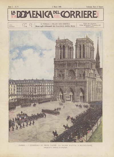 Paris, Felix Faures begravelse, Liget går til Notre-Dame af Achille Beltrame