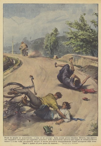 At miste sin kone på en motorcykel? og lægger ikke mærke til det af Achille Beltrame