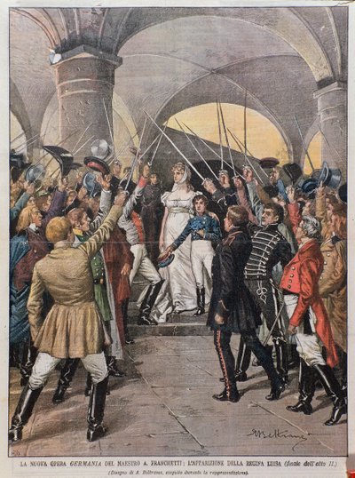 Opførelse af operaen Germania af Alberto Franchetti (1860-1942) på Teatro alla Scala i Milano i 1902 af Achille Beltrame