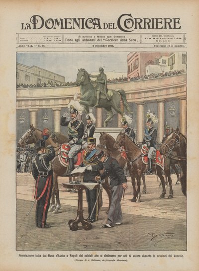 Hertugen af Aosta uddelte i Napoli en pris til soldater, der havde udmærket sig ved tapperhed ? af Achille Beltrame
