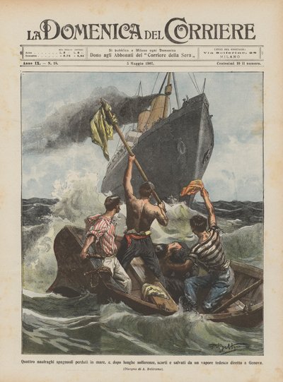 Fire spanske skibbrudne, der var fortabt på havet og efter mange lidelser blev eskorteret og reddet? af Achille Beltrame